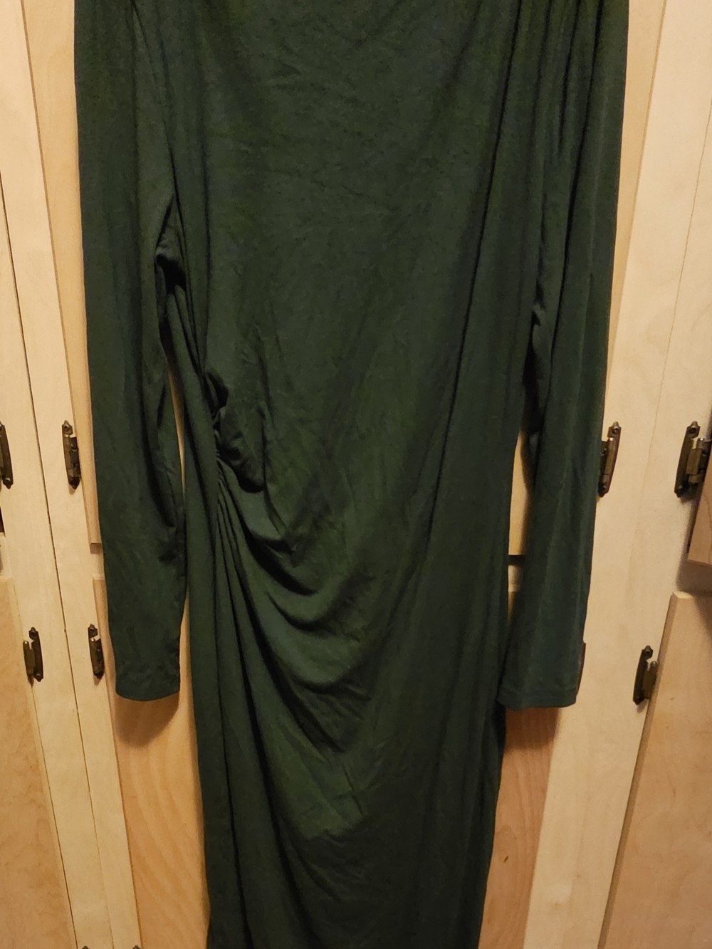 C4, The product is a maxi cocktail dress in army green with a mermaid bodycon